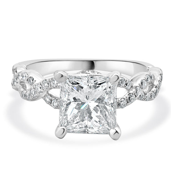 14 Karat White Gold Radiant Cut Diamond Engagement Ring