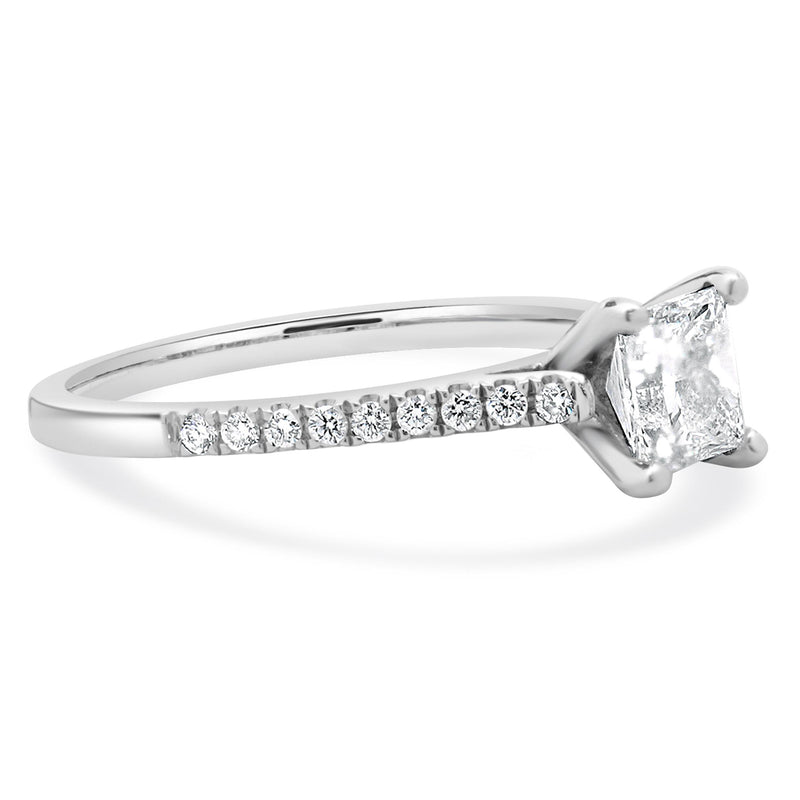 14 Karat White Gold Princess Cut Diamond Engagement Ring