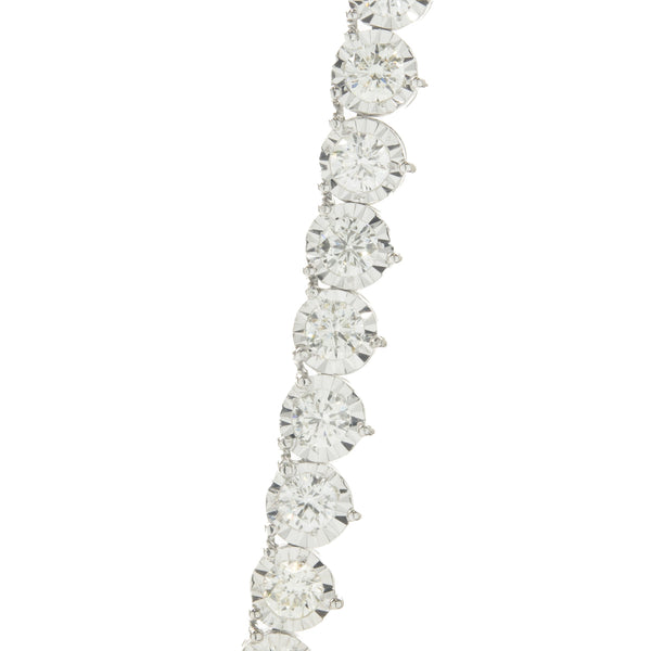 14 Karat White Gold Illusion Set Diamond Inline Tennis Necklace