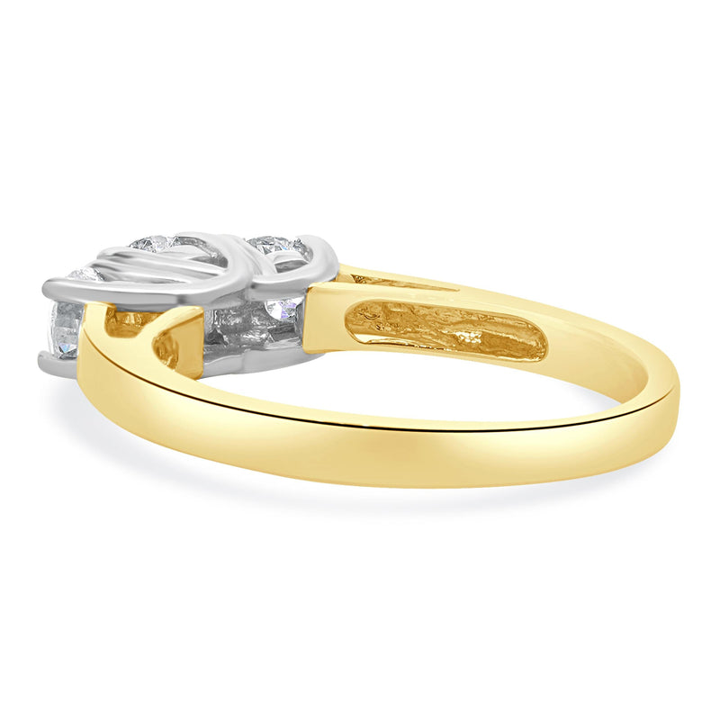 14 Karat Yellow & White Gold Past, Present, Future Diamond Engagement Ring