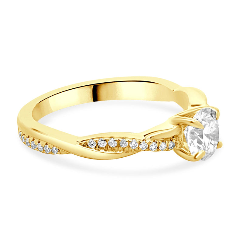 18 Karat Yellow Gold Round Brilliant Cut Diamond Engagement Ring