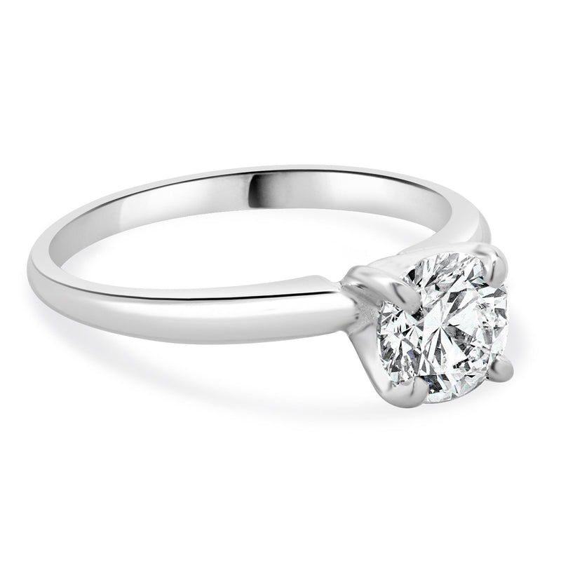 14 Karat White Gold Round Brilliant Cut Diamond Engagement Ring