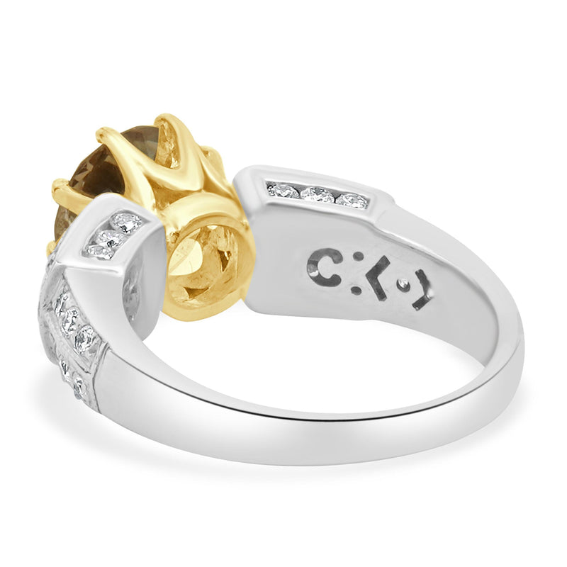 14 Karat Two Tone Round Brilliant Cut Diamond Engagement Ring