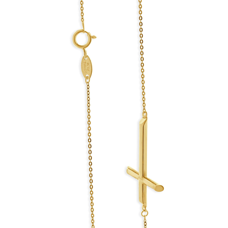 14 Karat Yellow Gold Cross Necklace