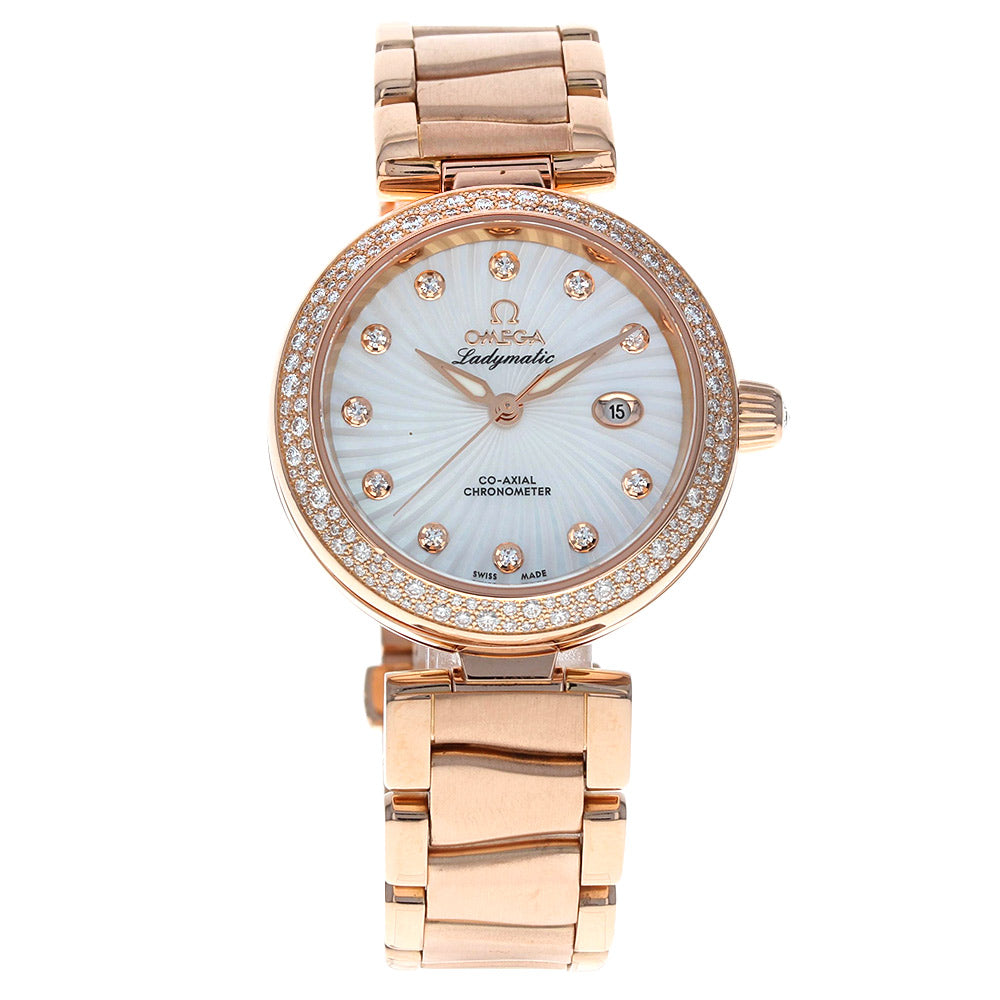 Omega De Ville Ladymatic 34MM Rose Gold Diamonds 425.65.34.20.55.001