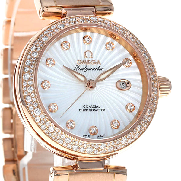 Omega De Ville Ladymatic 34MM Rose Gold Diamonds 425.65.34.20.55.001