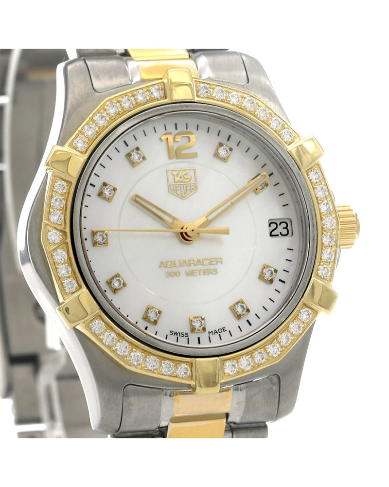 Tag Heuer Aquaracer 32mm Stainless Steel Yellow Gold Diamonds WAF1350