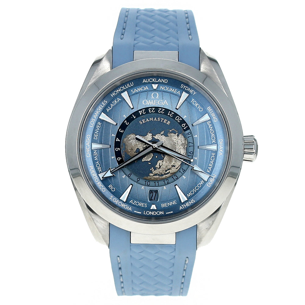 Omega Seamaster Aqua Terra 150M GMT Worldtimer 43MM Summer Blue 220.12.43.22.03.002