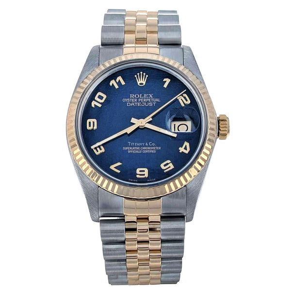 Rolex Datejust 36mm Tiffany & Co Stainless Steel Yellow Gold 16013