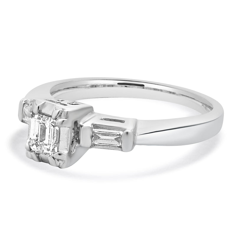 Platinum Emerald Cut Diamond Engagement Ring