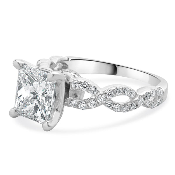 14 Karat White Gold Radiant Cut Diamond Engagement Ring