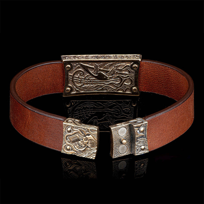 William Henry La Grange Bronze/Brown Leather Bracelet LC192 RRBZ BRN