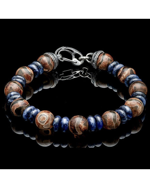 William Henry BB38 TAB Enlightenment Sterling Silver Tibetan Agate Sodalite Bracelet