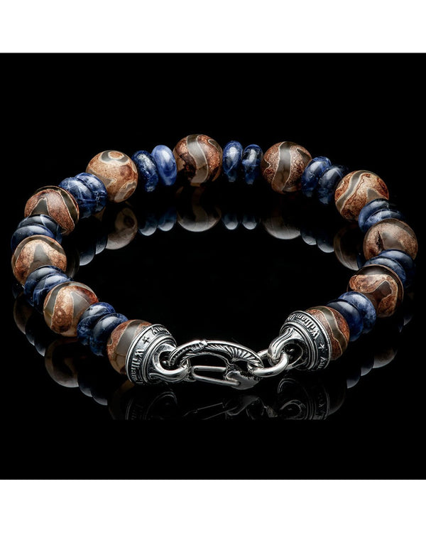 William Henry BB38 TAB Enlightenment Sterling Silver Tibetan Agate Sodalite Bracelet