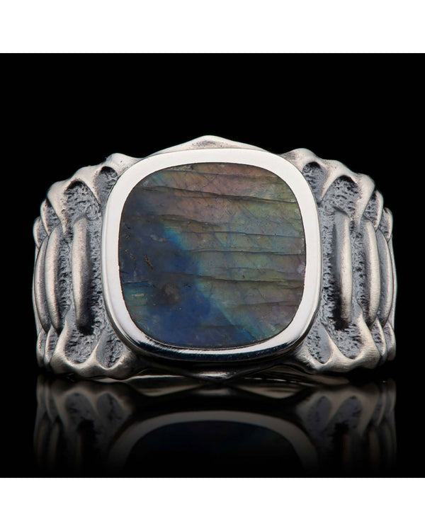 William Henry Echelon Sterling Silver Labradorite Ring 7LAB-11v