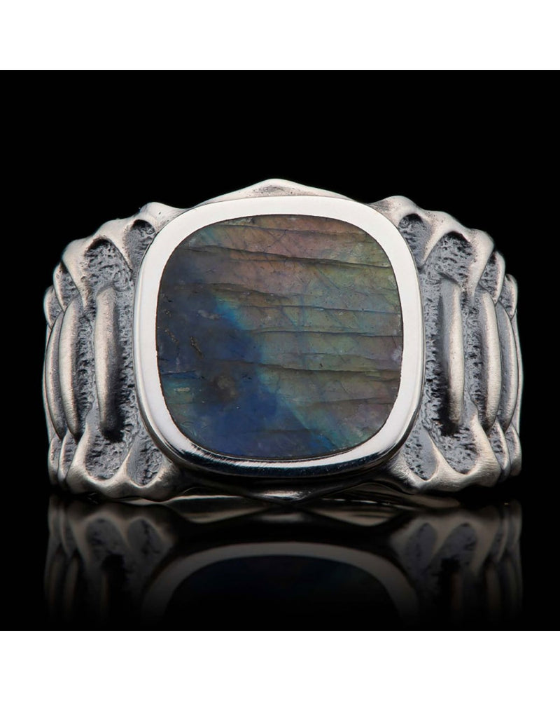 William Henry Echelon Sterling Silver Labradorite Ring 7LAB-11v