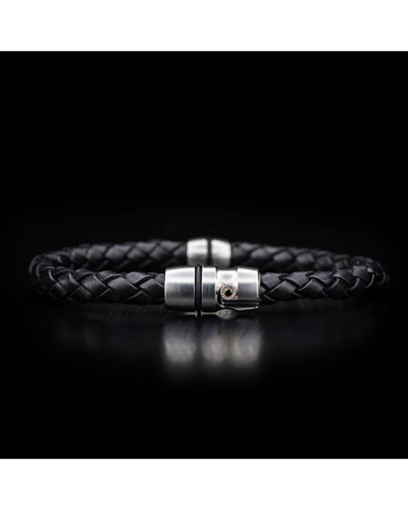 William Henry PLUTO LB1 S Stainless Steel & Leather Bolo Cord Bracelet