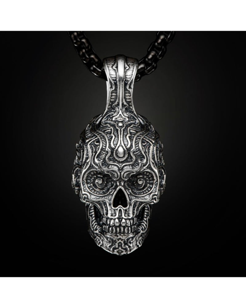 William Henry Cristobal Sugar Skull Necklace in Sterling Silver