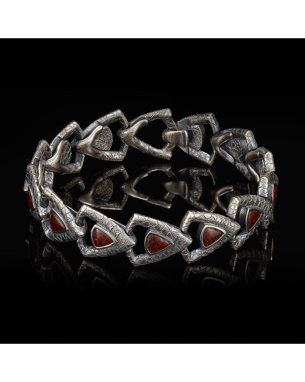 William Henry Dino Pace Mens Sterling Silver Dinosaur Bone Bracelet