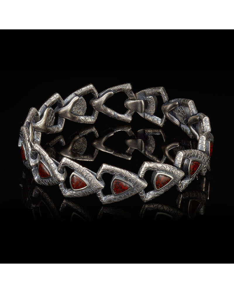 William Henry Dino Pace Mens Sterling Silver Dinosaur Bone Bracelet