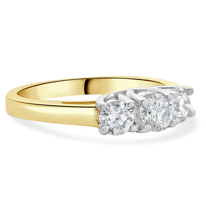 14 Karat Yellow & White Gold Past, Present, Future Diamond Engagement Ring