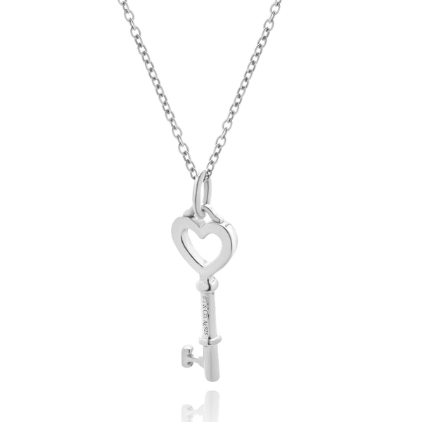 Tiffany & Co. Sterling Silver Open Heart Key Necklace