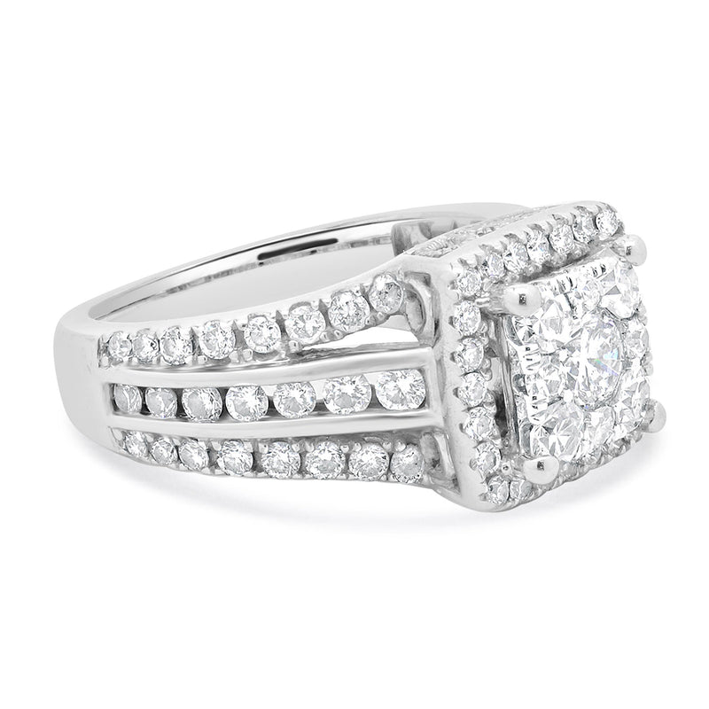 14 Karat White Gold Diamond Cluster Engagement Ring