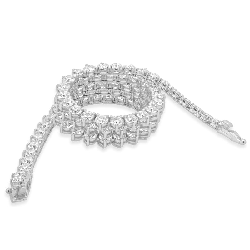 14 Karat White Gold Round Brilliant Cut Diamond Tennis Necklace