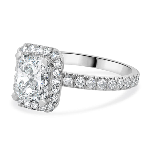 18 Karat White Gold Radiant Cut Diamond Engagement Ring