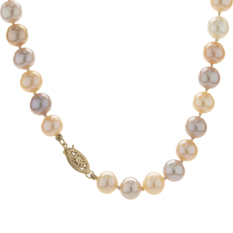 Pink and Purple Knotted Pearl Necklace