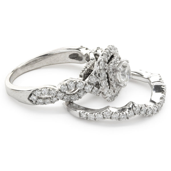 14 Karat White Gold Round Brilliant Diamond Wedding Set