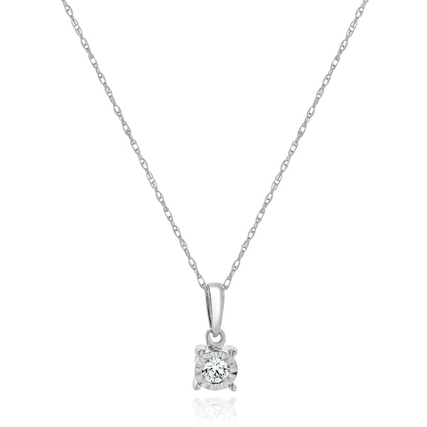 14 Karat White Gold Diamond Solitaire Necklace