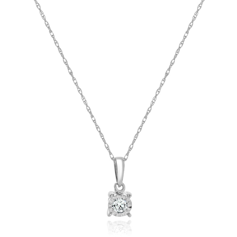 14 Karat White Gold Diamond Solitaire Necklace