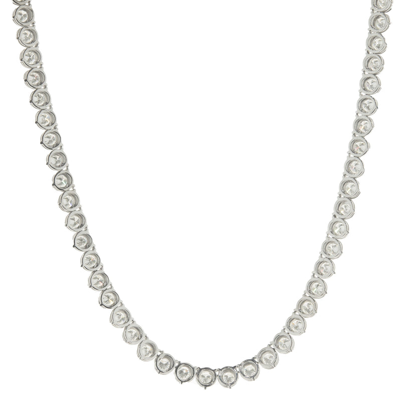 14 Karat White Gold Illusion Set Diamond Inline Tennis Necklace