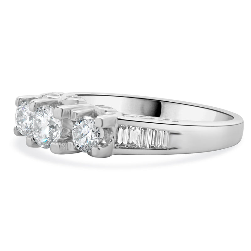 14 Karat White Gold Past, Present, Future Diamond Engagement Ring