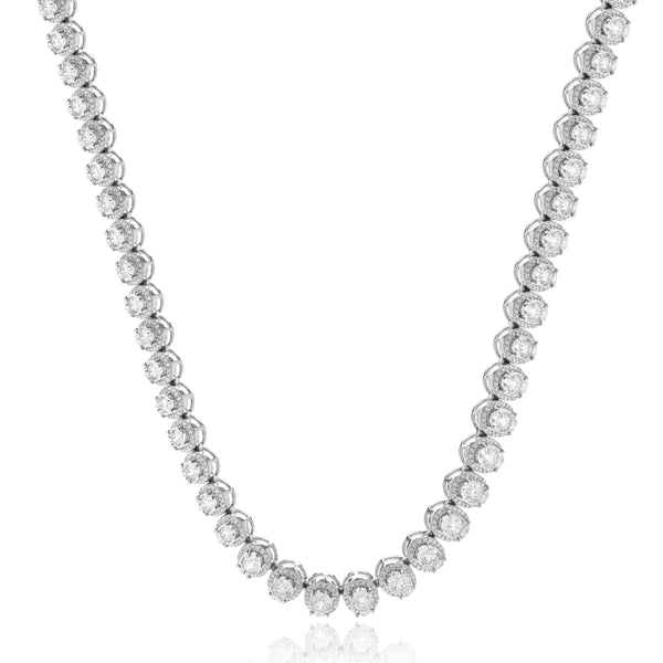 14k White Gold Illusion Diamond Graduated Tennis Necklace