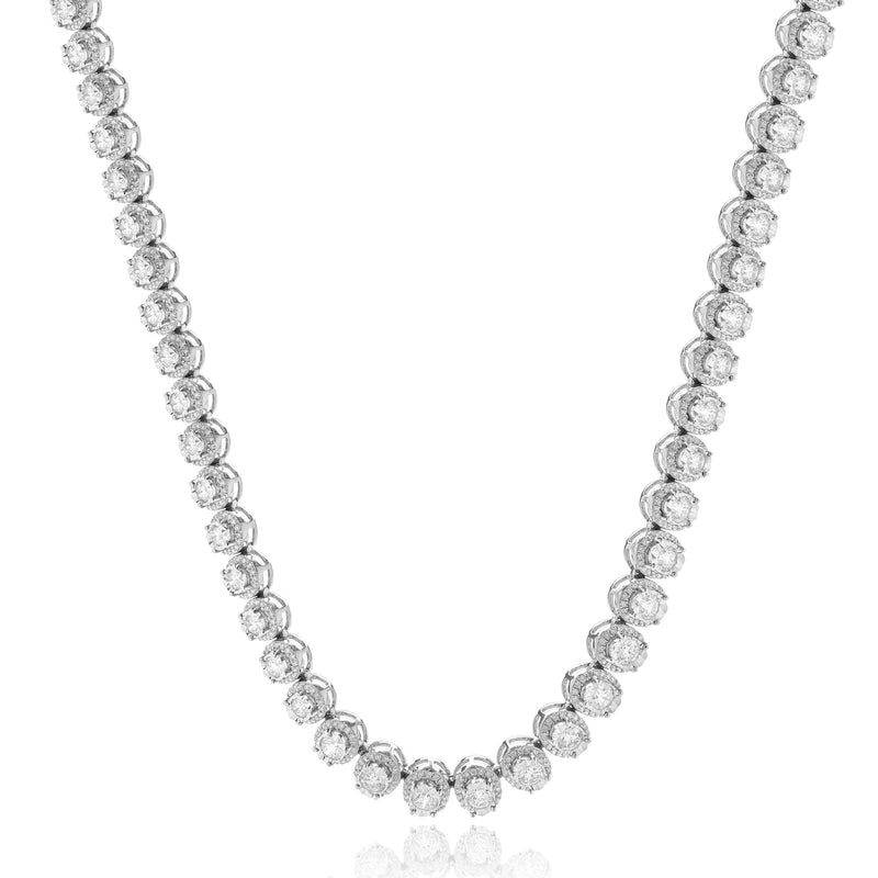 14k White Gold Illusion Diamond Graduated Tennis Necklace