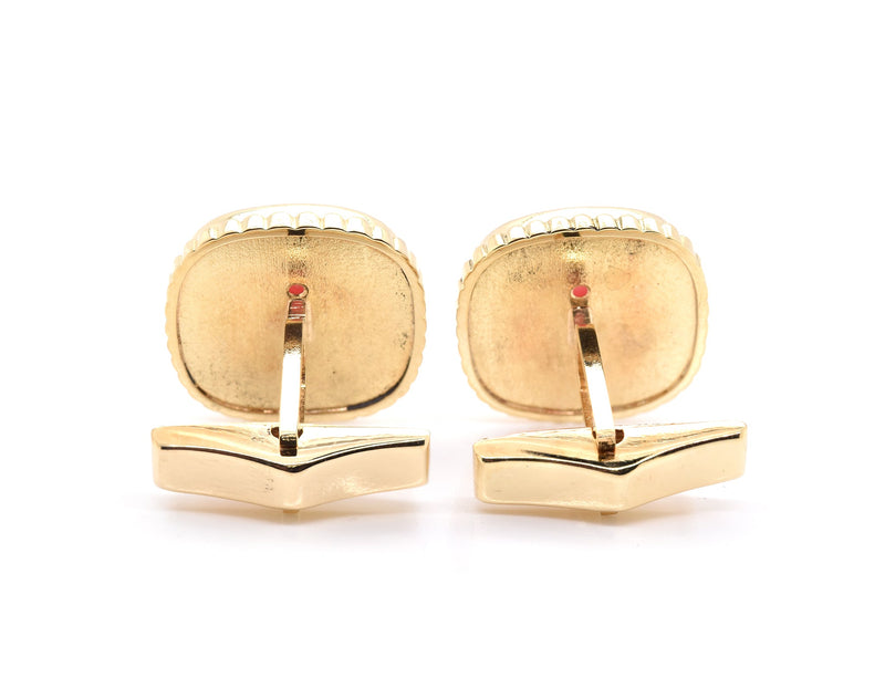 18 Karat Yellow Gold Rose Agate Cufflinks