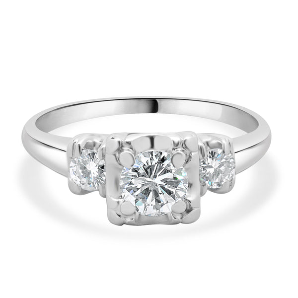 14 Karat White Gold Vintage Diamond Engagement Ring