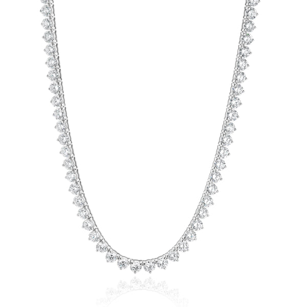 14 Karat White Gold Round Brilliant Cut Diamond Tennis Necklace