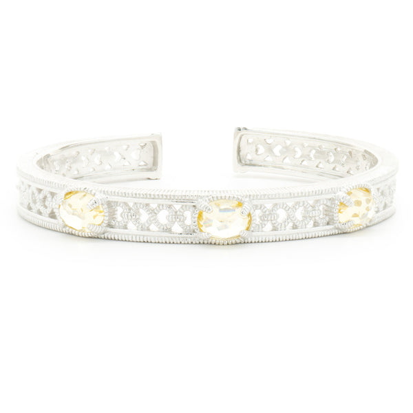 Judith Ripka Sterling Silver Lemon Quartz Cuff Bracelet