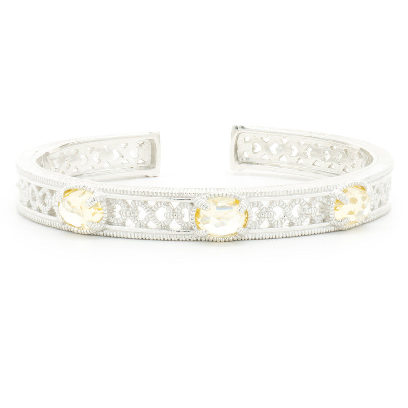 Judith Ripka Sterling Silver Lemon Quartz Cuff Bracelet
