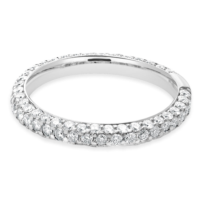 18 Karat White Gold Micro Pave Diamond Band