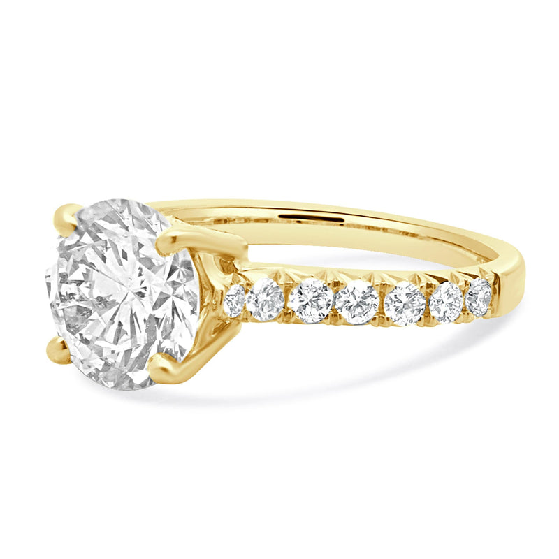 14 Karat Yellow Gold Round Brilliant Cut Diamond Engagement Ring