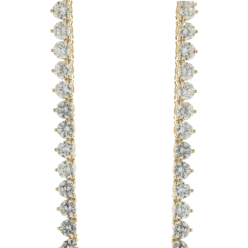 18 Karat Yellow Gold Diamond Tennis Necklace
