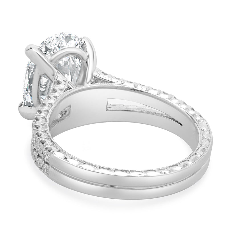18 Karat White Gold Oval Cut Diamond Engagement Ring
