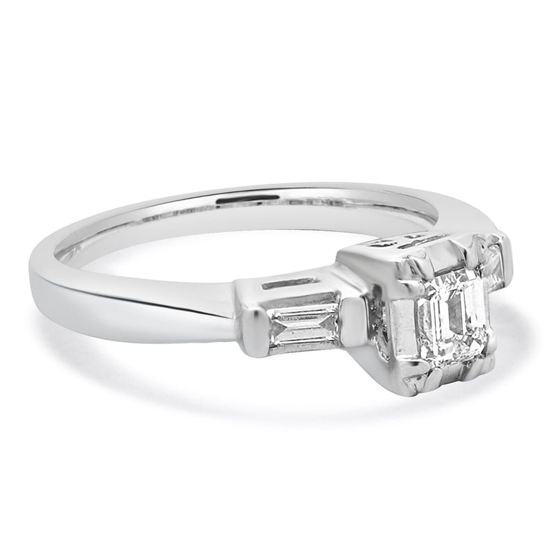 Platinum Emerald Cut Diamond Engagement Ring