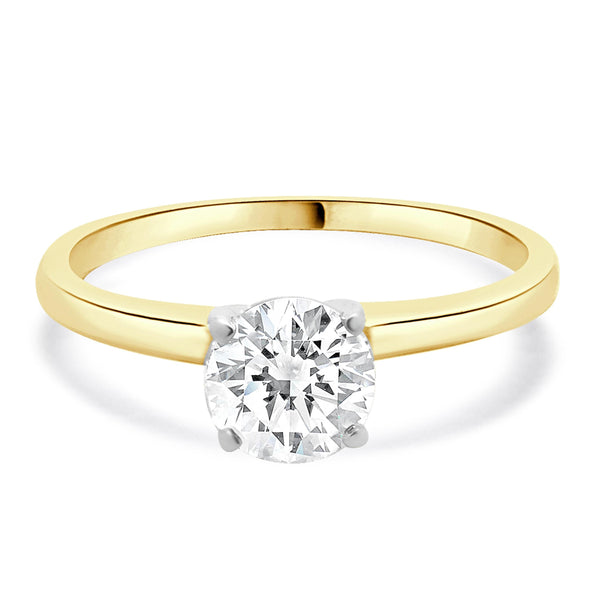 14 Karat Yellow Gold Round Diamond Solitaire Engagement Ring