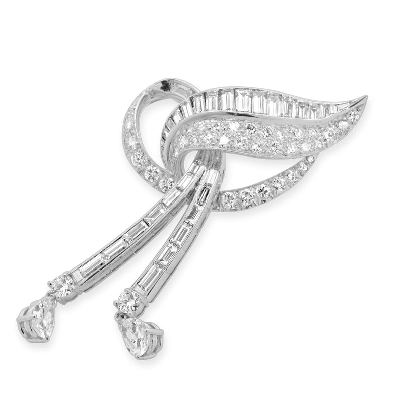Platinum Vintage Diamond Ribbon Pin – E.D. Marshall Jewelers™