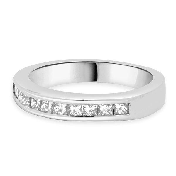 Platinum Channel Set Princess Cut Diamond Band